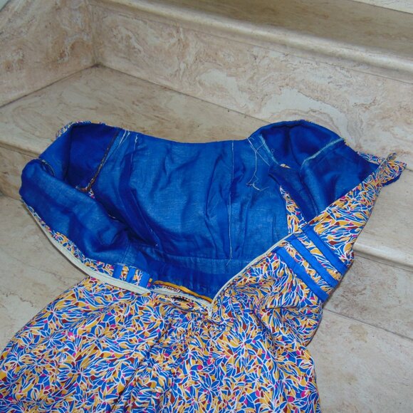 African Ladies Ethnic Dress Custom Fit & Flare 50s style Vibrant Dashiki Blue S - Picture 5 of 10